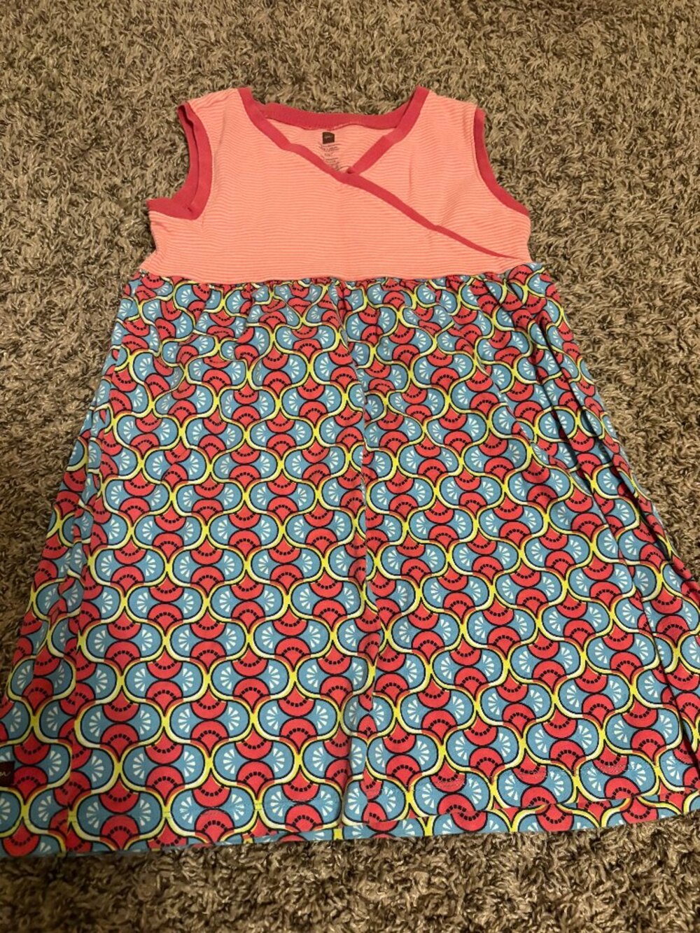 Tea Collection Sundress 7 Striped Top Geometric Print Skirt Sleeveless Cotton